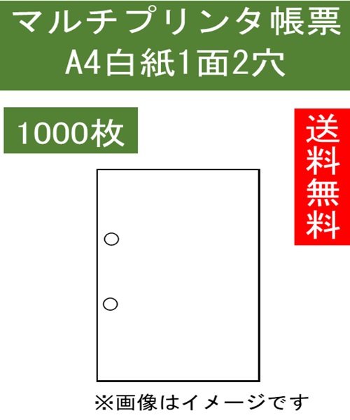 Ａ４ プリンター用紙 パンチ穴あり 2穴 帳票 伝票 1000枚入り KN0200