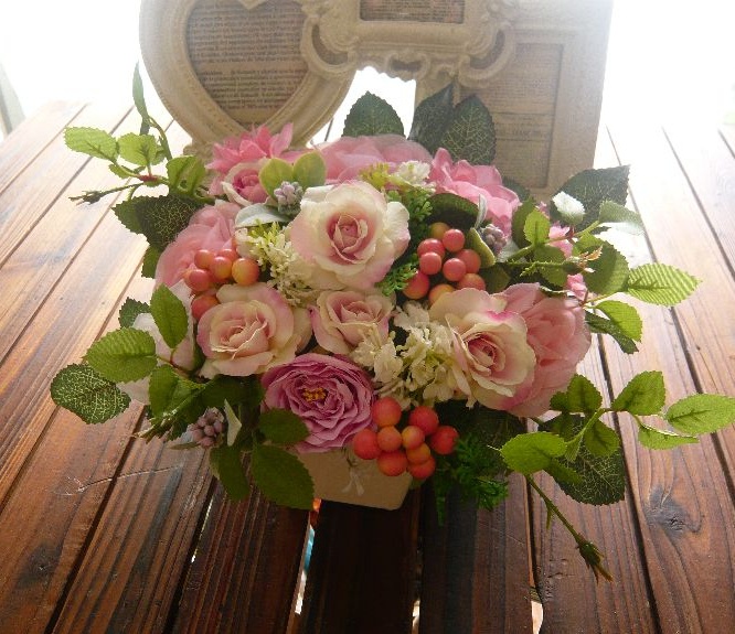 高級造花アレンジ 母 誕生日プレゼント 造花通販 アーティフィシャルフラワー