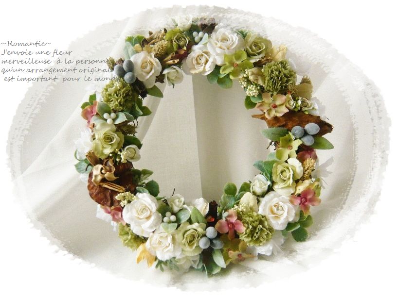 リース壁掛け 森リース 高級造花 造花通販 シルクフラワー