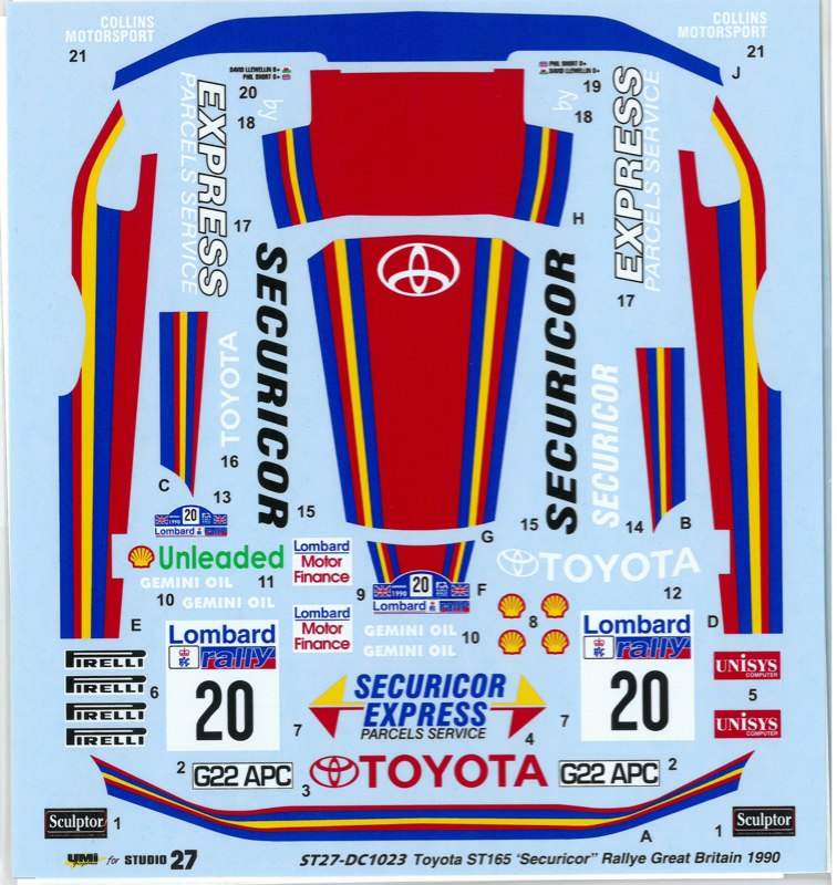 スタジオ27 デカール 1/24 トヨタ セリカ ST165 
