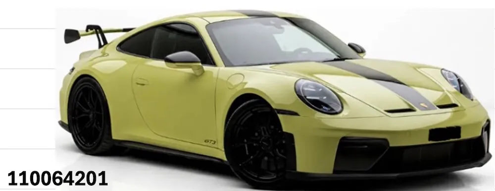 [予約] ミニチャンプス 1/18 ポルシェ 911 (992.2) GT3 2025 イエロー/ブラックホイール/ストライプ （開閉機構付き）　110064201
