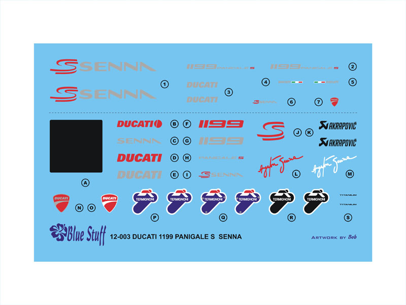 ブルースタッフ 1/12 ドゥカティ 1999 パニガーレ S A.セナ フルスポンサーデカール (タミヤ対応)　12-003