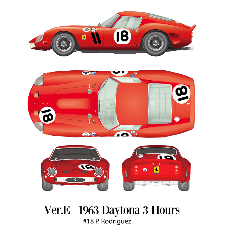 モデルファクトリーヒロ 1/12 フルディティールキット フェラーリ 250 GTO Ver.E 1963 デイトナ 3h No.18　MFH-K466