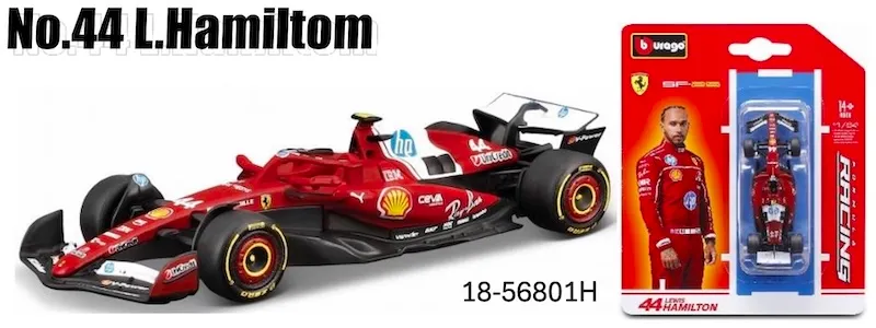 予約] ブラーゴ 1/64 フェラーリ SF-25 2025 No.44 L.ハミルトン 18