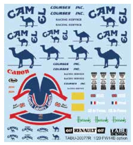 タブデザイン 1/20 ウィリアムズ FW14B タバコデカール フジミ対応