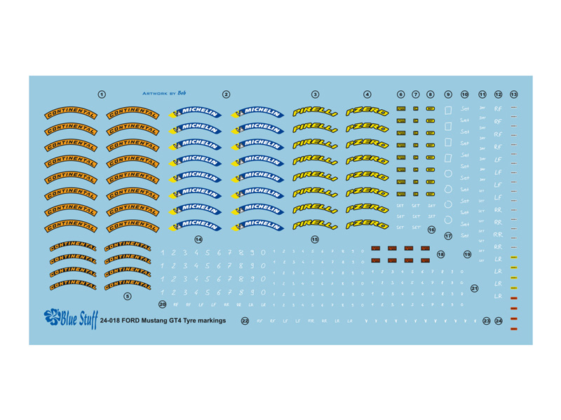 ブルースタッフ 1/24 ミシュラン/コンチネンタル タイヤロゴデカール　24-018
