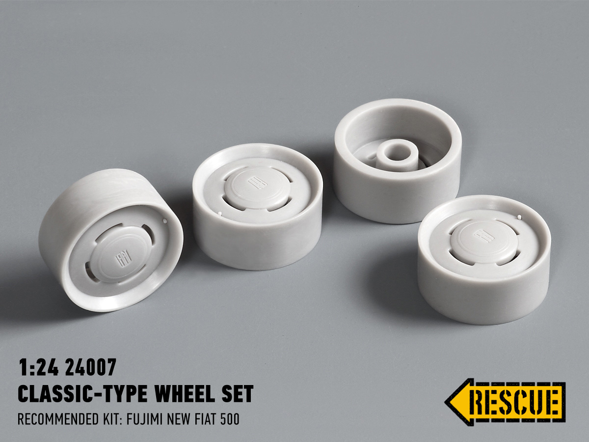 レスキューモデル 1/24 クラシック ホイールセット ニューフィアット 500 フジミ他対応　RS24007