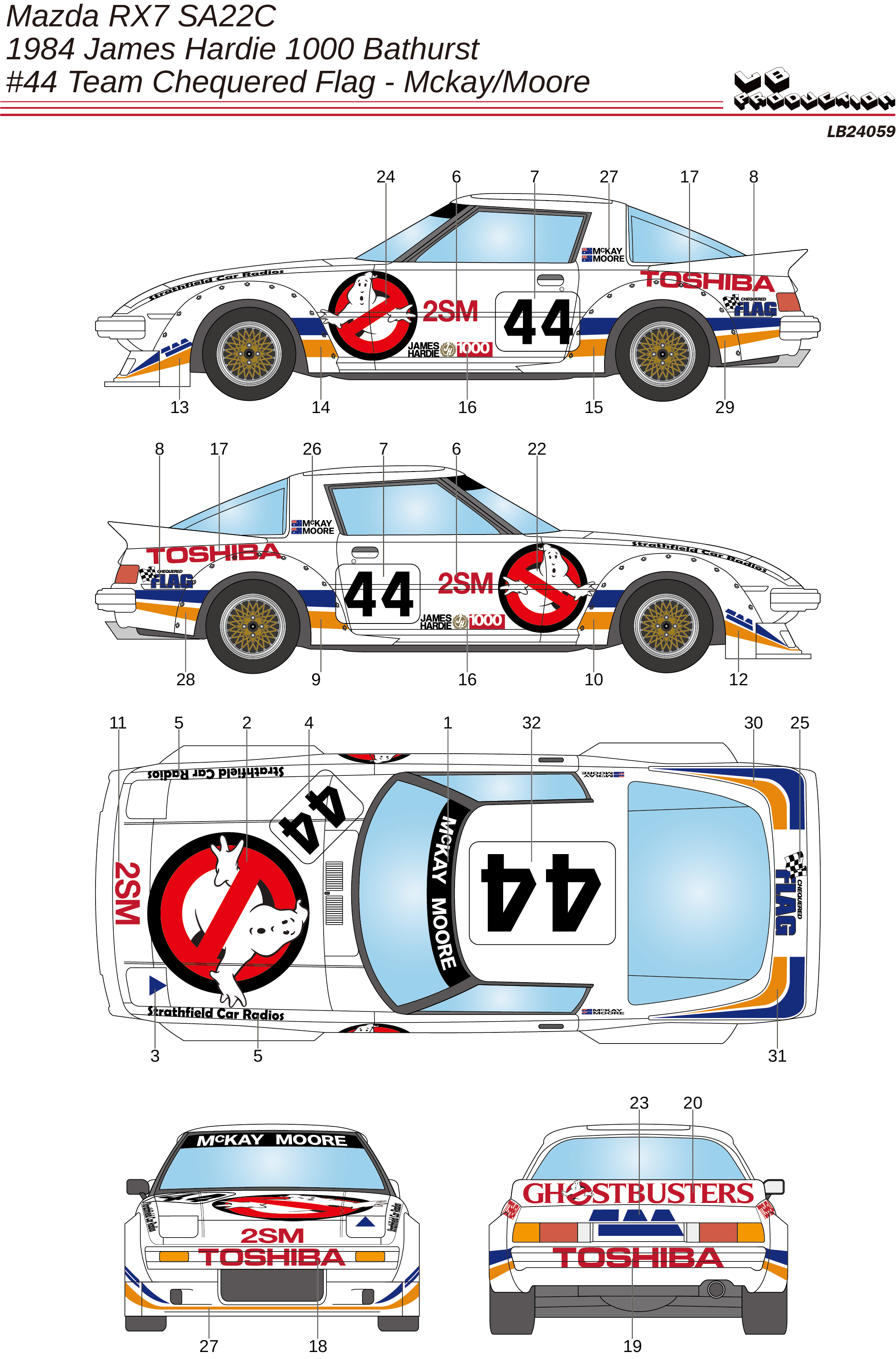 LBプロダクション 1/24 マツダ RX-7 SA22C バサースト 1984 No