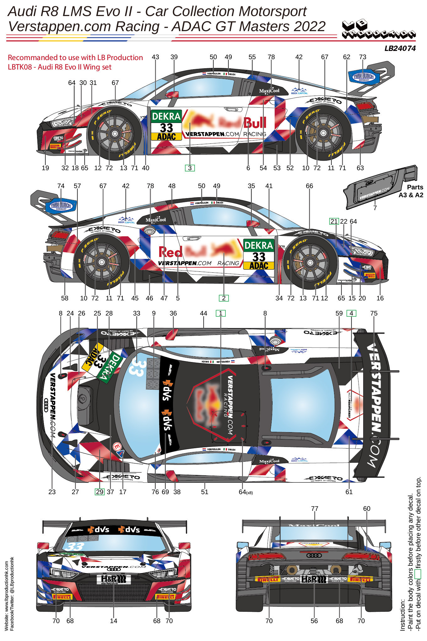 LBプロダクション 1/24 アウディ R8 LMS Evo.2 ADAC GTマスター 2022