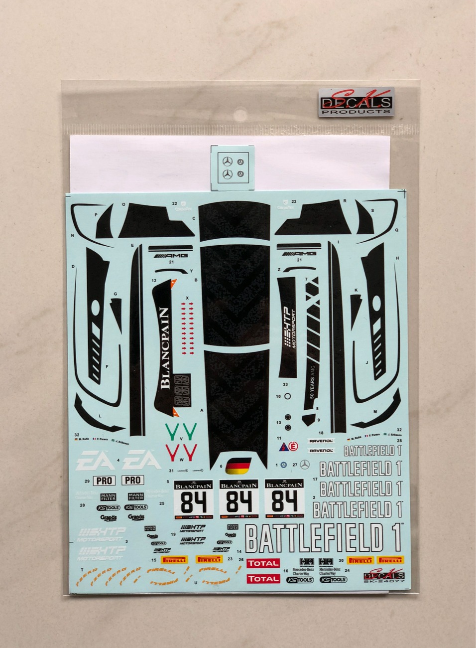 [メーカー完売]　SK Decal 1/24 メルセデス AMG GT ブランパンGT 2017 No.84 フルスポンサーデカール (タミヤ対応)　SK24077