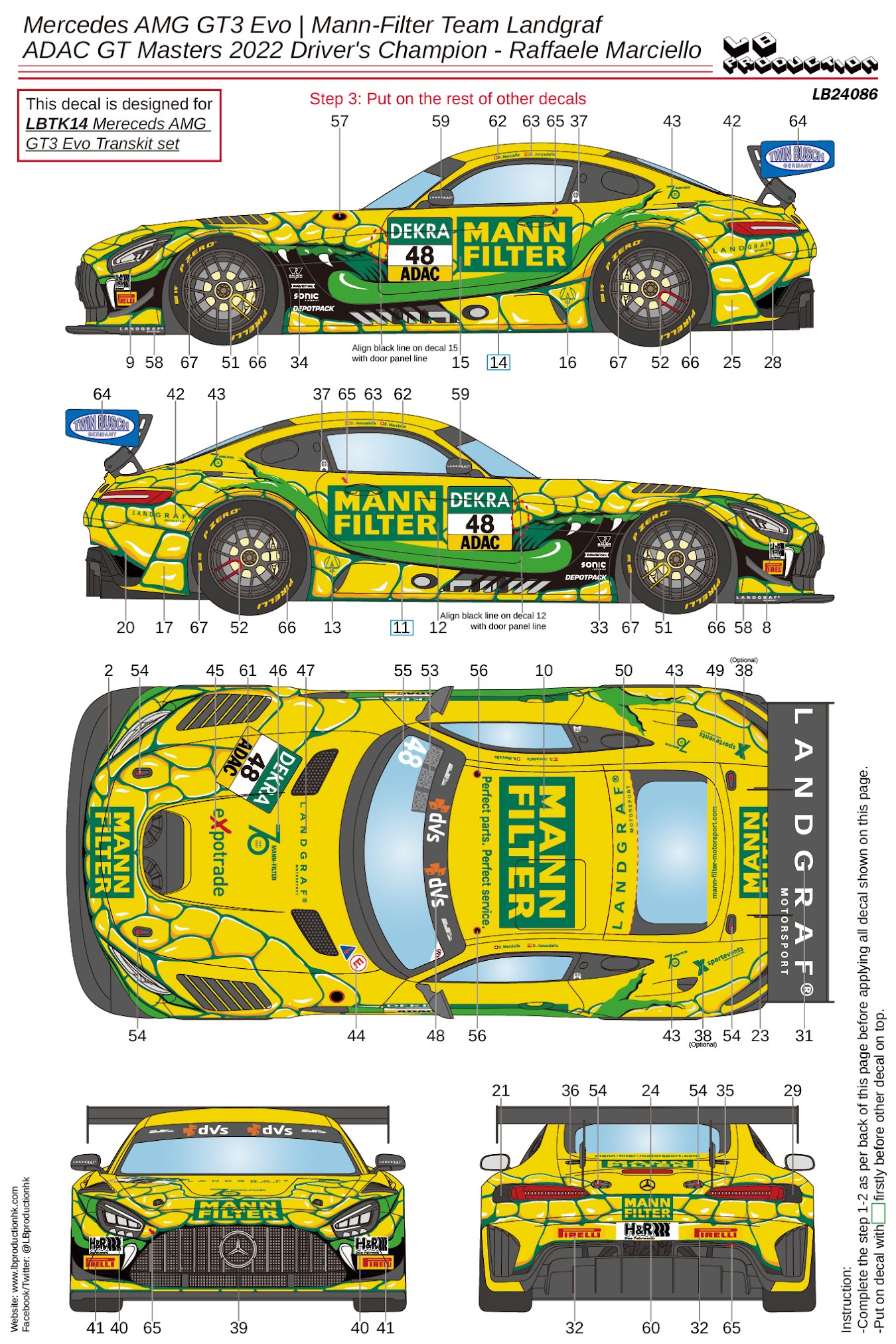 LBプロダクション 1/24 メルセデス AMG GT3 Evo. ADAC GTマスタース