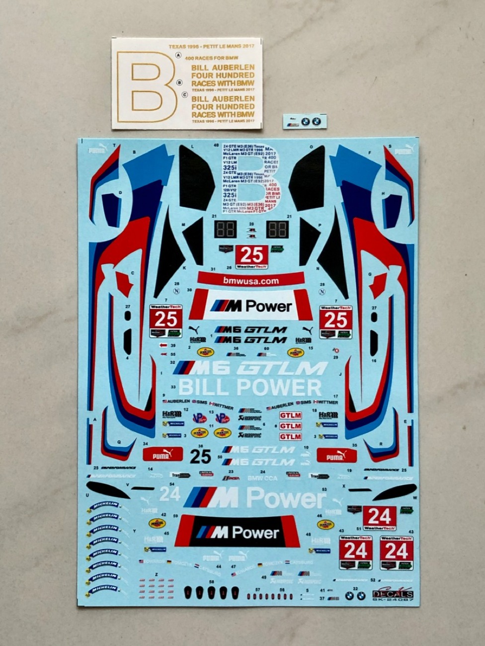 SK Decal 1/24 BMW M6 GTLM IMSA プチルマン 2017 No.25 フルスポンサーデカール (プラッツ/nunu対応)　SK24087