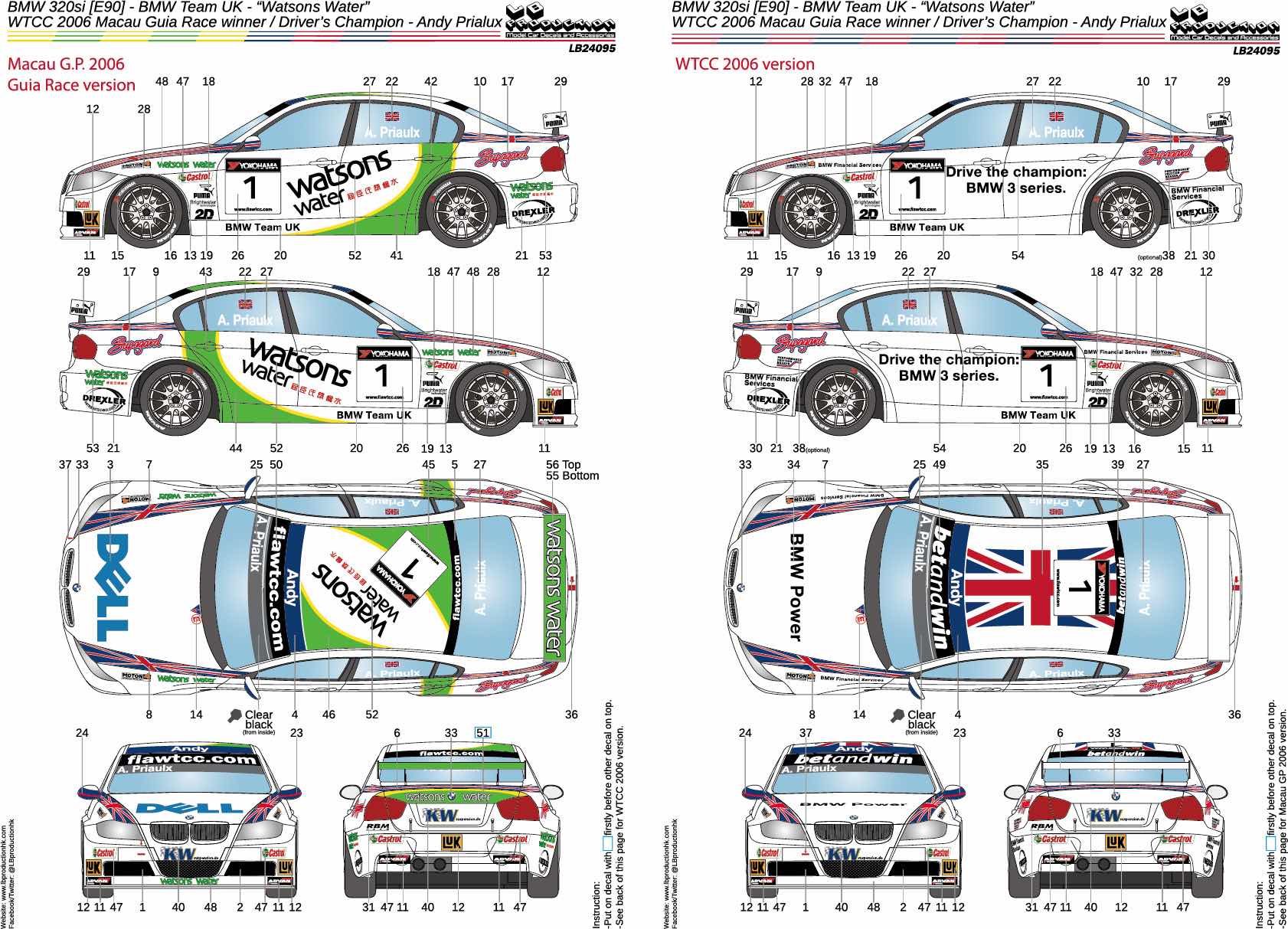 [取り寄せ] LBプロダクション 1/24 BMW 320si E90 WTCC マカオギアレース 2006 No.1　LB24095