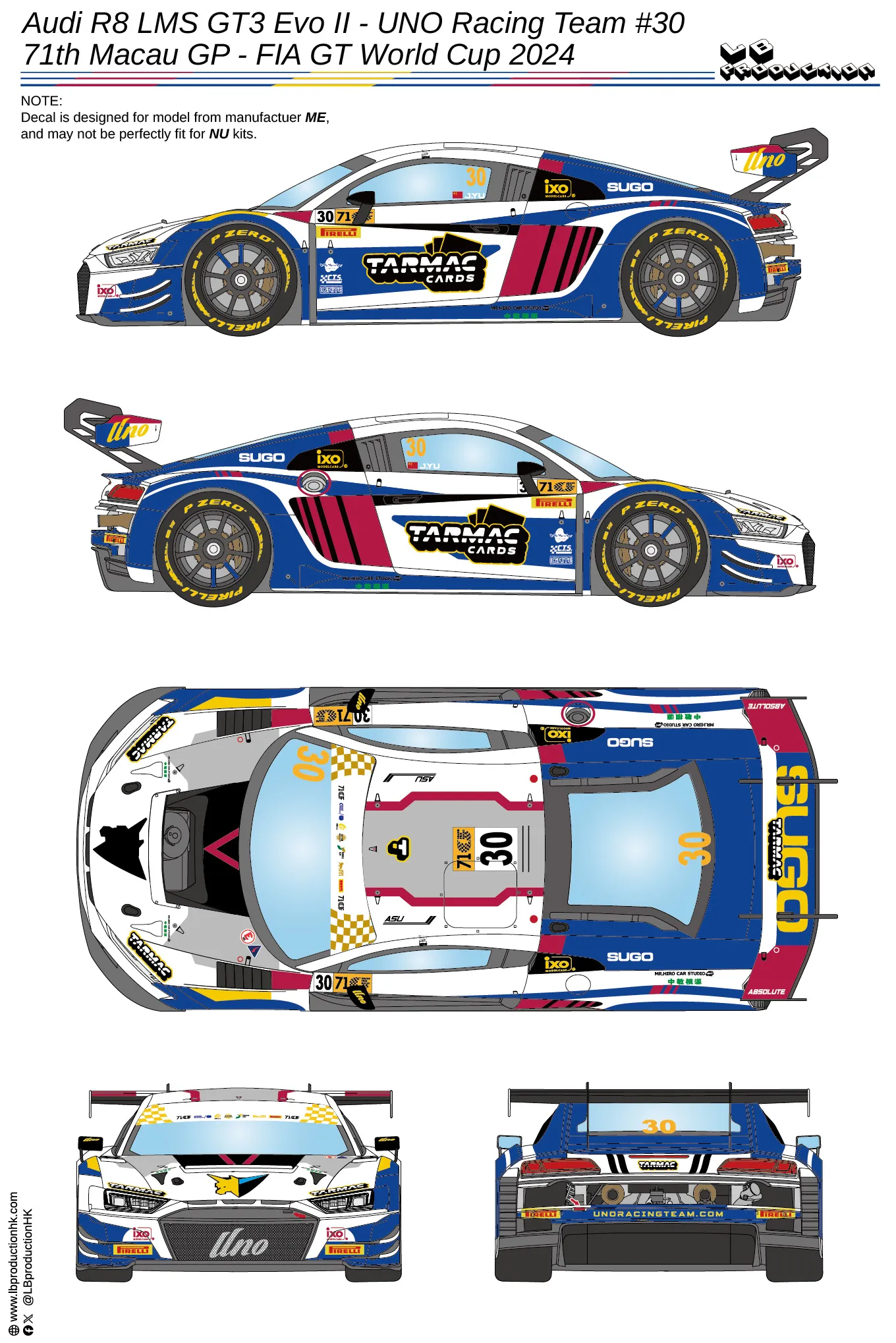 LBプロダクション 1/24 アウディ R8 LMS GT3 Evo.2 UNO Racing