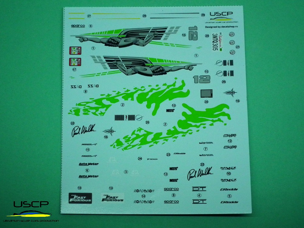 USCP 1/24 トヨタ スープラ ワイルドスピード デカール　24A059