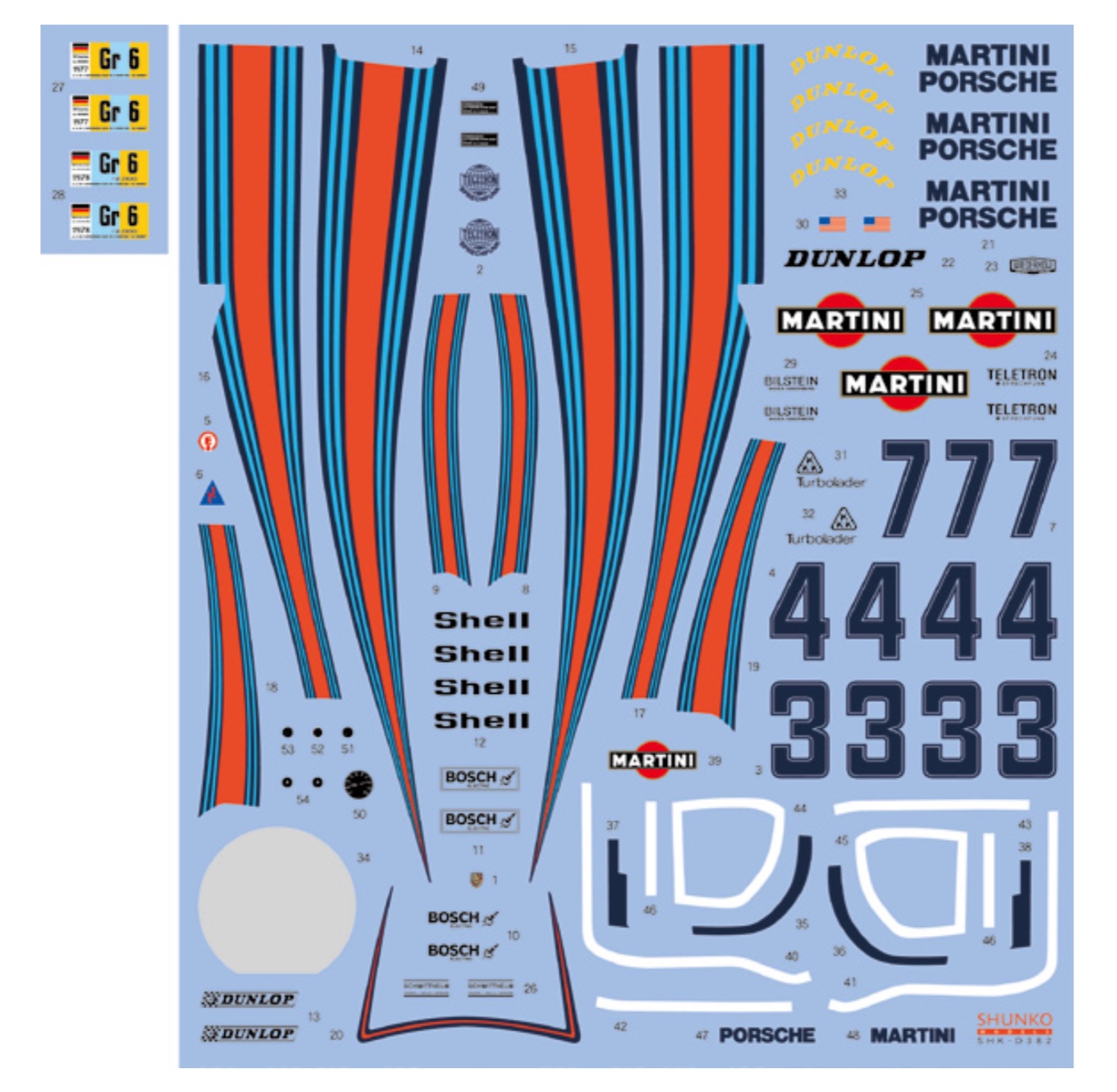 シュンコーモデル 1/24 ポルシェ 936/77 マルティニ ルマン 1977 1978 フルスポンサーデカール (タミヤ対応)　SHK-D382