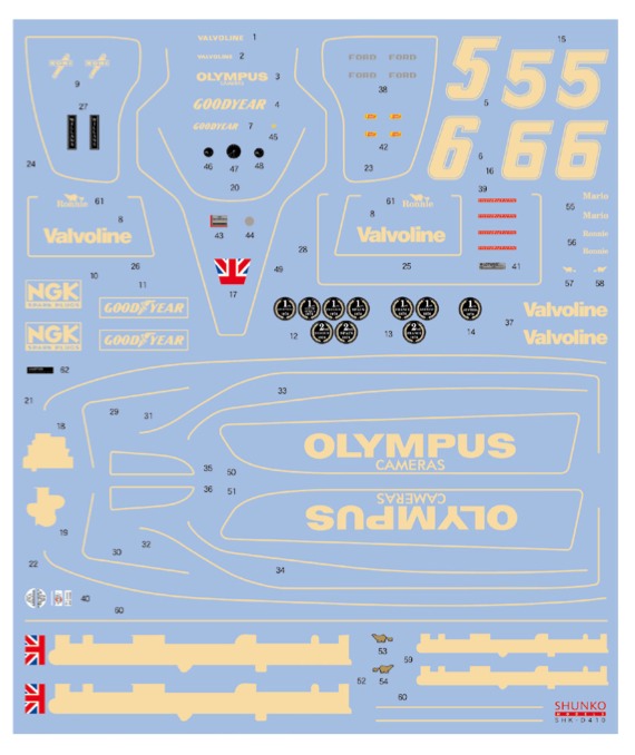 シュンコーモデル 1/20 ロータス 79 1978 フルスポンサーデカール (ハセガワ対応)　SHK-D410