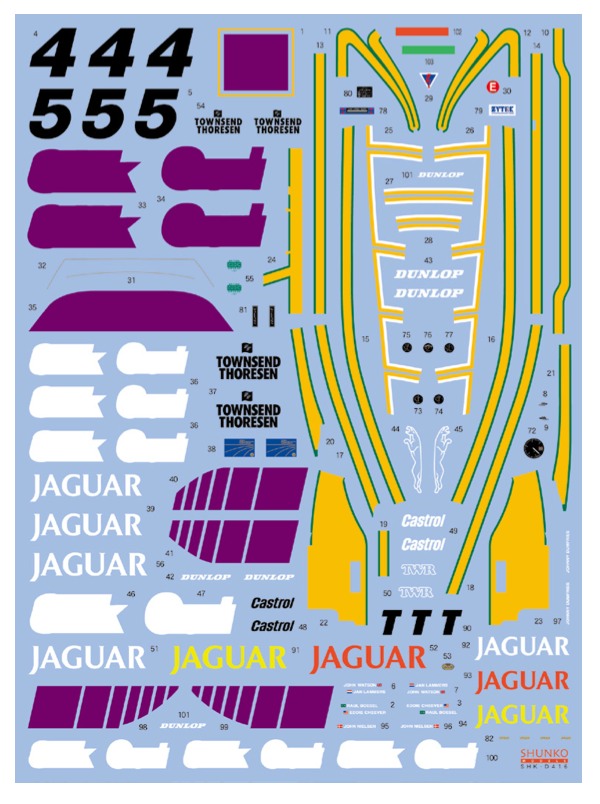 シュンコーモデル 1/24 ジャガー XJR8 スプリント 1987 フルスポンサーデカール (ハセガワ対応)　SHK-D416