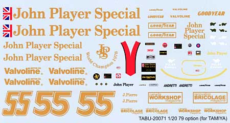 タブデザイン 1/20 ロータス 79 JPS タバコロゴ タミヤ対応 TABU-20071