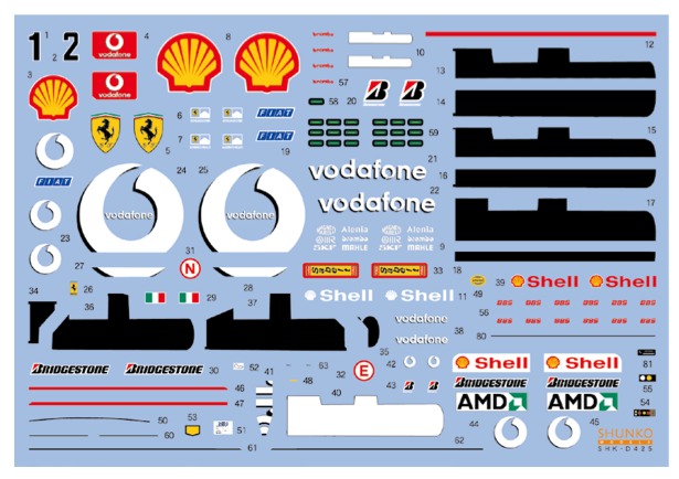 シュンコーモデル 1/20 フェラーリ　F2001B F2002 オーストラリアGP 2002 フルスポンサーデカール (タミヤ対応)　SHK-D425