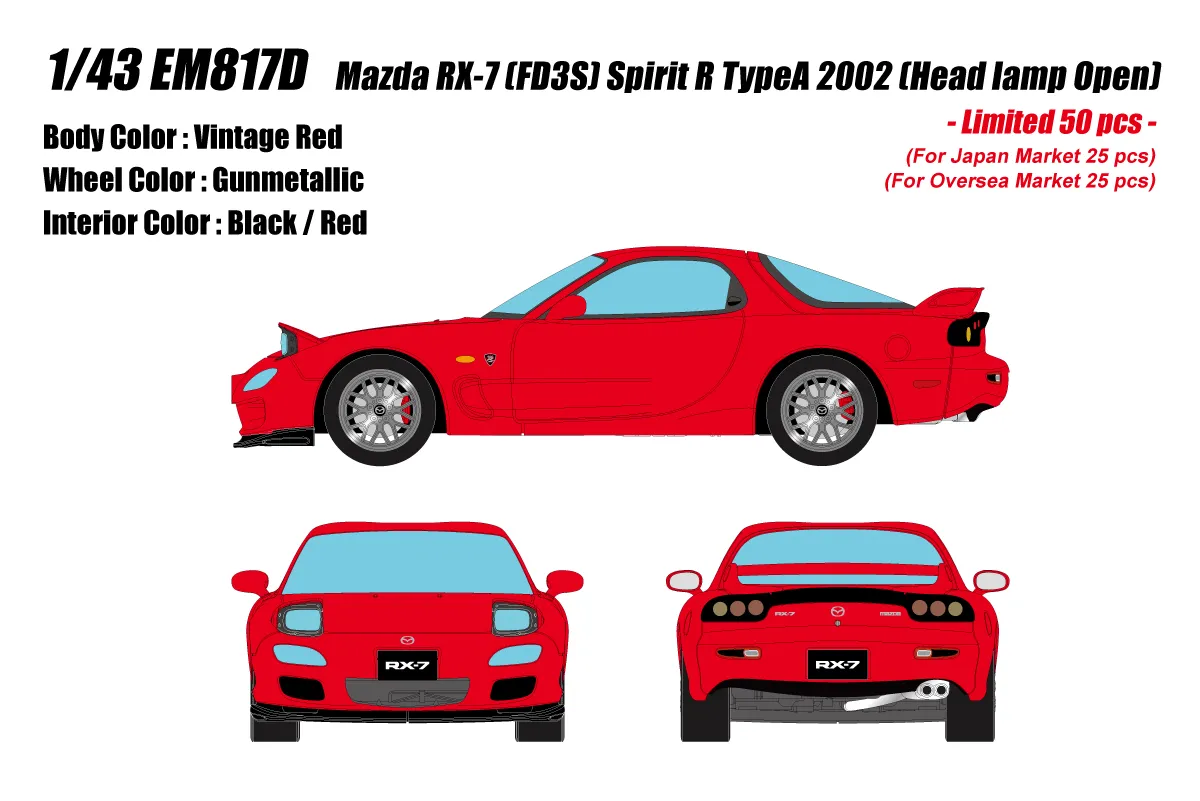 ウィッツ 1/43 マツダ RX-7 FD3S レッド ミニカー マツダRX-7 (FD3S)スピリットR Type A ヴィンテージレッド