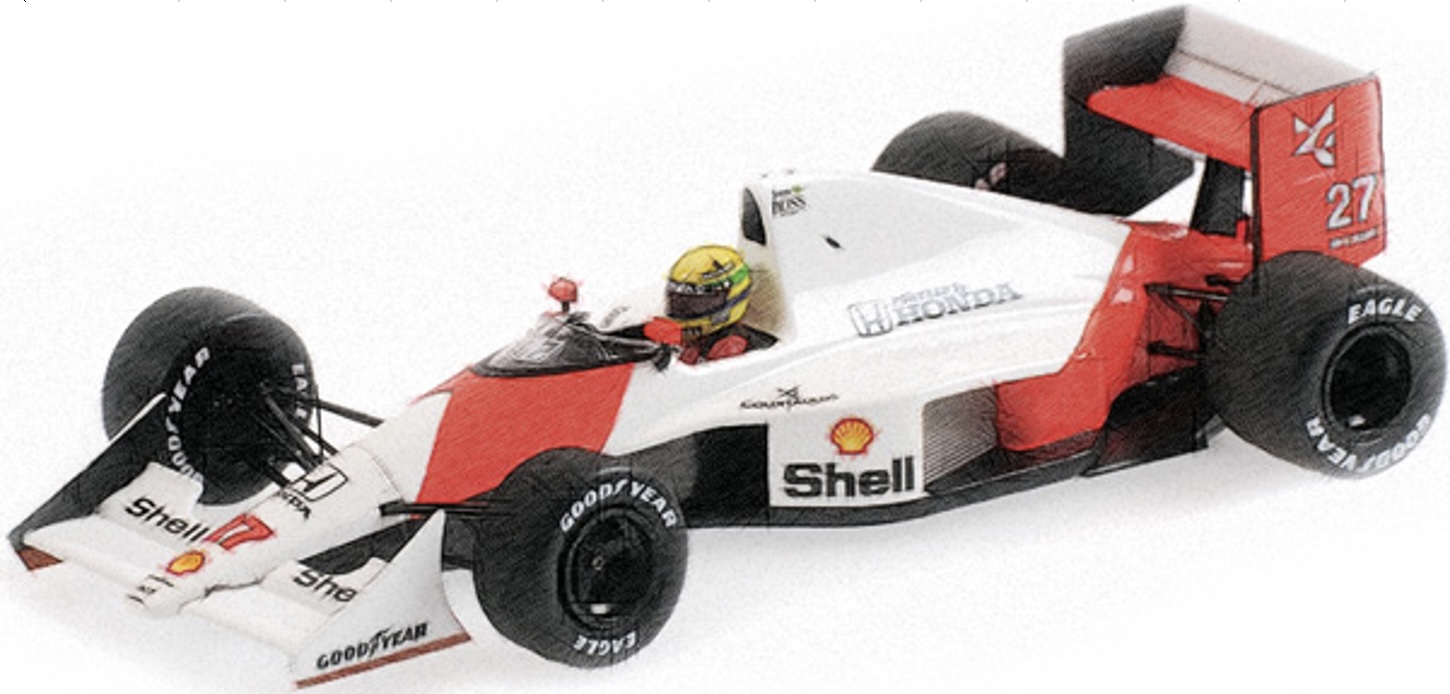 [予約] ミニチャンプス 1/18 マクラーレン ホンダ MP4/5B A.セナ 1990 ワールドチャンピオン ウェザリング仕様 デカール加工品　EX540903827