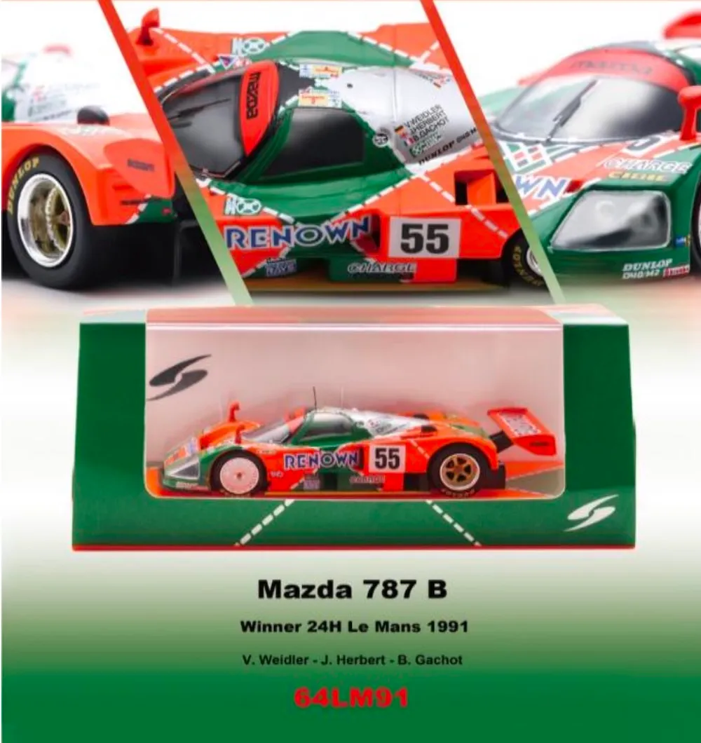 [予約] スパーク 1/64 マツダ 787 B No.55 ウィナー 24H ルマン 1991 V. ワイドラー - J. ハーバート - B. ガショー　64LM91