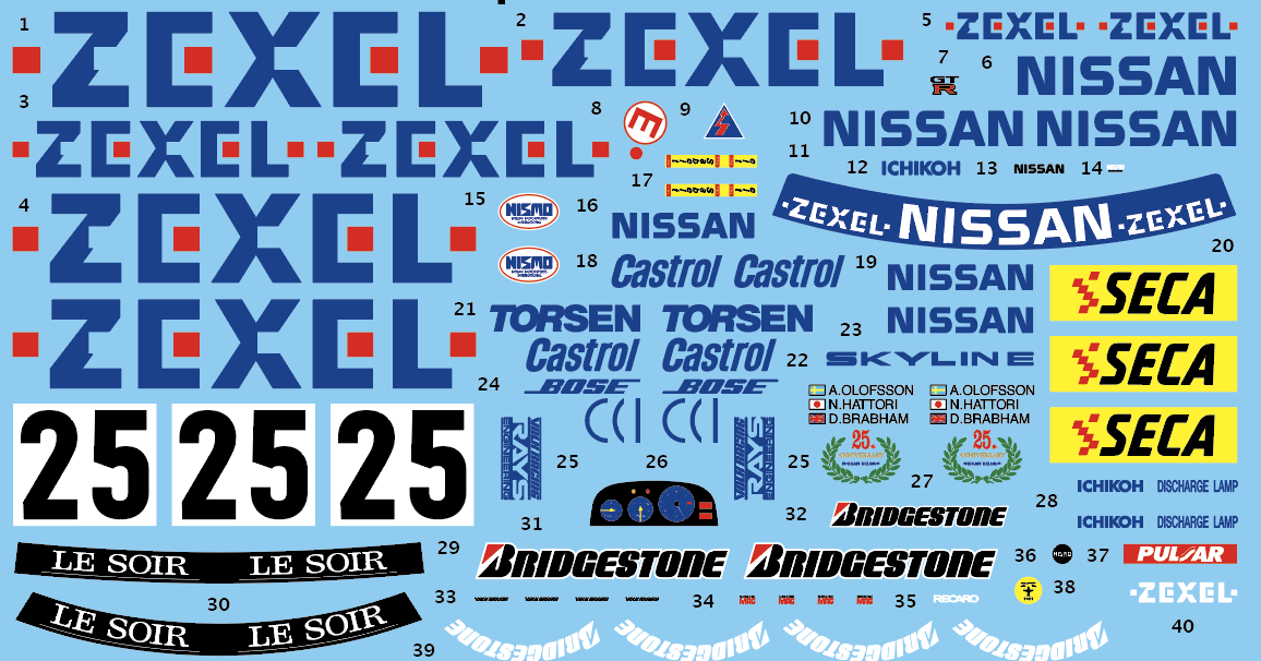 アカツキデカール 1/24 ゼクセル ニッサン GT-R R32 1991 Spa24h No.25 フルスポンサーデカール タミヤ対応　AK012