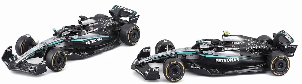 [予約] ブラーゴ 1/43 メルセデス-AMG ペトロナス F1チーム W16 オーストラリアGP No.12 A.K.アントネッリ / No.63 G.ラッセル 2台セット ウィンドウボックス　BUR38201
