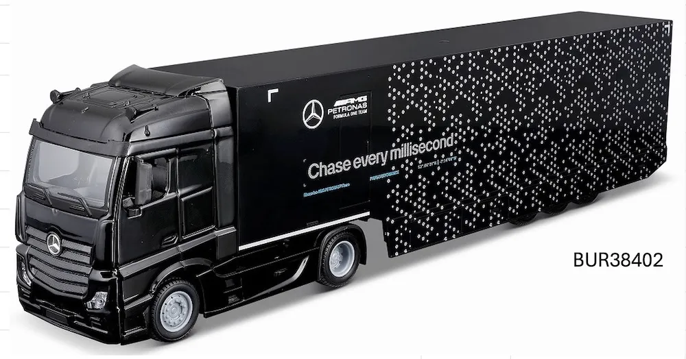 [予約] ブラーゴ 1/43 メルセデス・ベンツ アクトロス キャブ＆トレーラー + W15 No.63 G.ラッセル 2台セット　BUR38402
