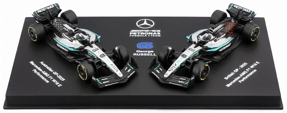 [予約] ブラーゴ 1/64 メルセデス-AMG ペトロナス F1チーム W16 オーストラリア/イギリスGP No.63 G.ラッセル 2台セット　BUR58020R