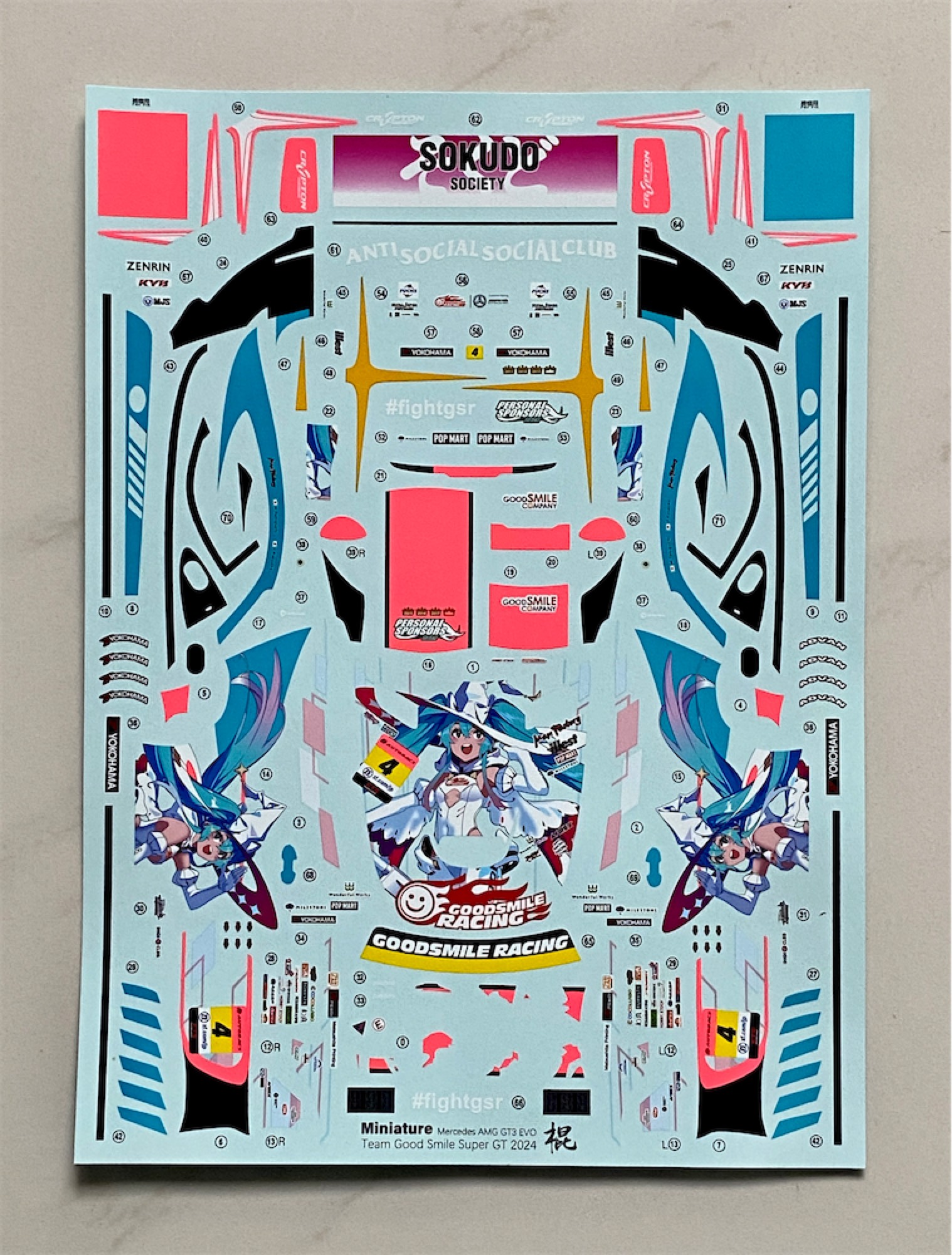 ミニチュアデカール 1/24 メルセデス AMG Evo スーパーGT GT300 2024 No.4 フルデカール タミヤ対応 CS022