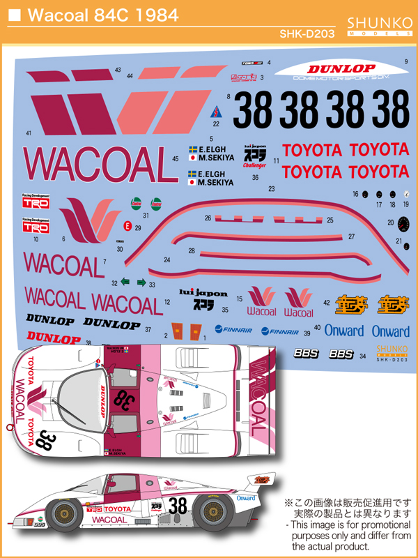 シュンコーモデル 1/24 ワコール トヨタ 84C 1984 フルデカール タミヤ対応　SHK-D203