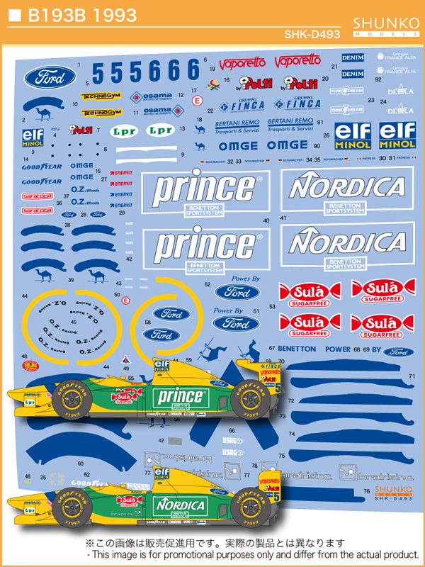 シュンコーモデル 1/20 ベネトン B193B 1993 フルスポンサーデカール