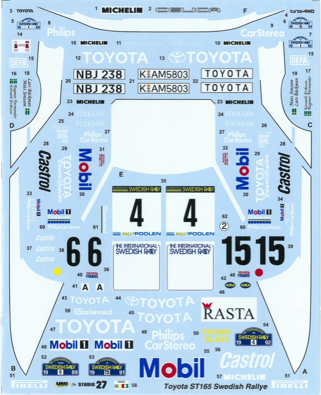スタジオ27 デカール 1/24 トヨタ セリカ GT-Four ST165