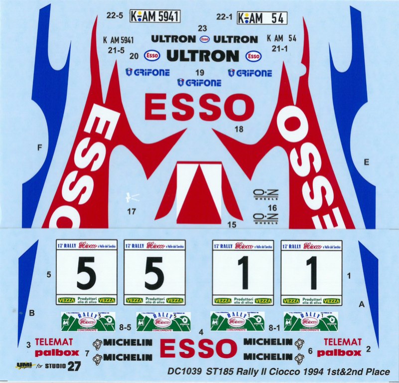 スタジオ27 デカール 1/24 トヨタ セリカ ST185 