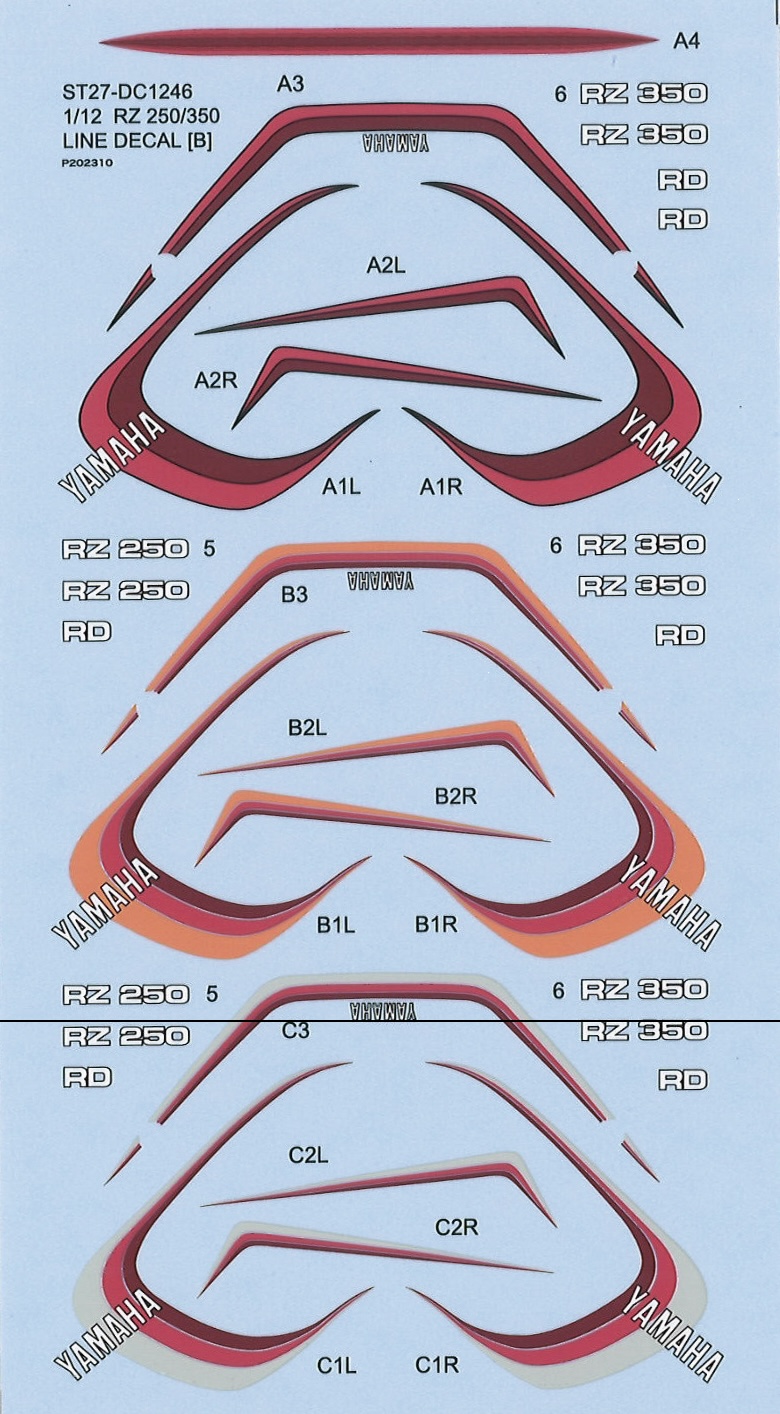 スタジオ27 1/12 ヤマハ RZ250/350 ラインデカール ハセガワ対応
