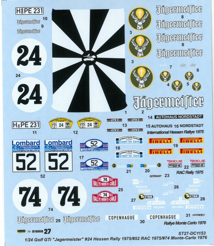 スタジオ27 デカール 1/24 フォルクス ワーゲン ゴルフ GTi