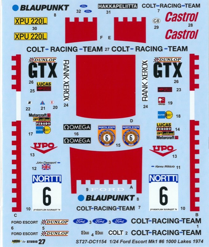スタジオ27 デカール 1/24 フォード エスコート Mk.1 1000湖ラリー