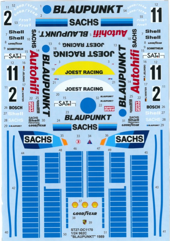 スタジオ27 デカール 1/24 ポルシェ 962C 「BLAUPUNKT」 #2/#11 ドイツ