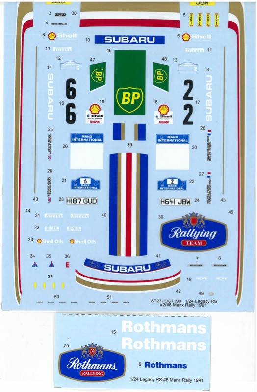 スタジオ27 デカール 1/24 スバル レガシィ RS Manx ラリー 1991