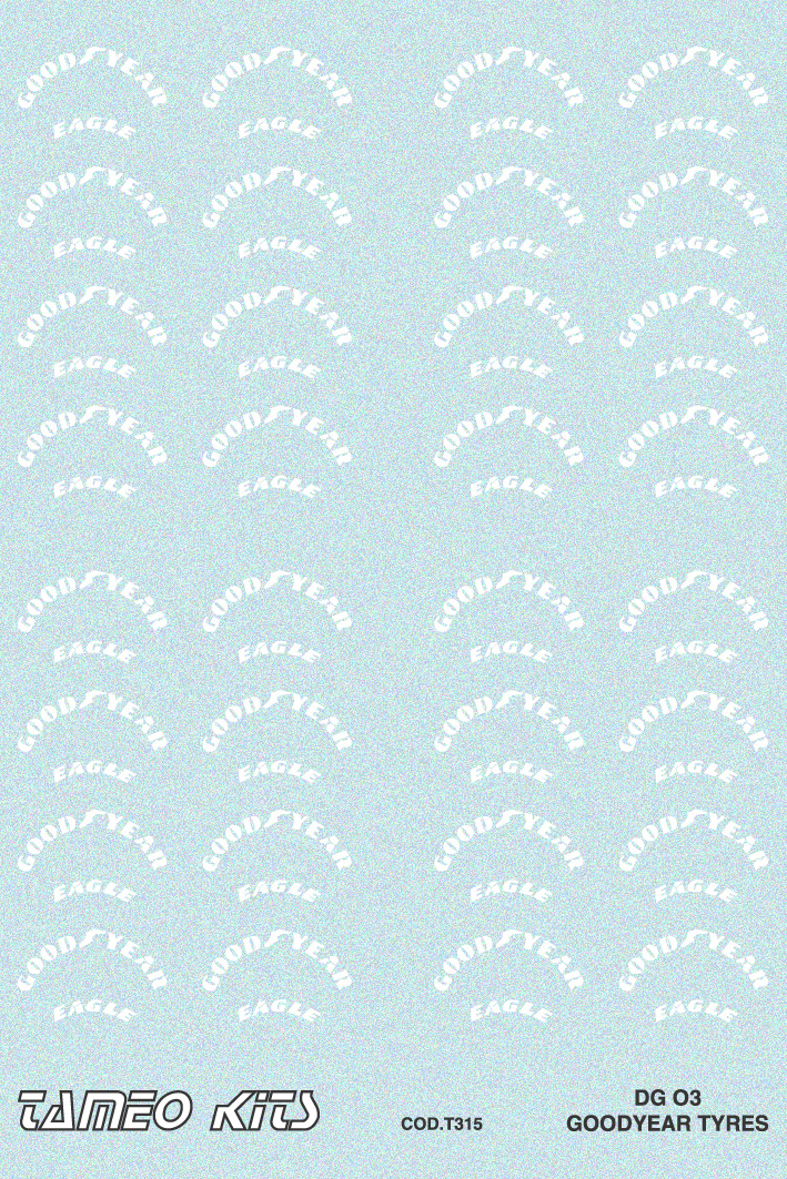 タメオ 1/43 タイヤメーカーデカール グッドイヤー ホワイト　DG03