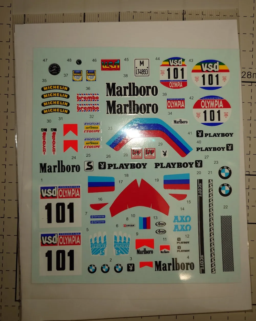 Decal Pool 1/12 BMW R80 G/5 パリ-ダカール 1985 No.101 ライダーデカール付き フルデカール タミヤ対応　DP321