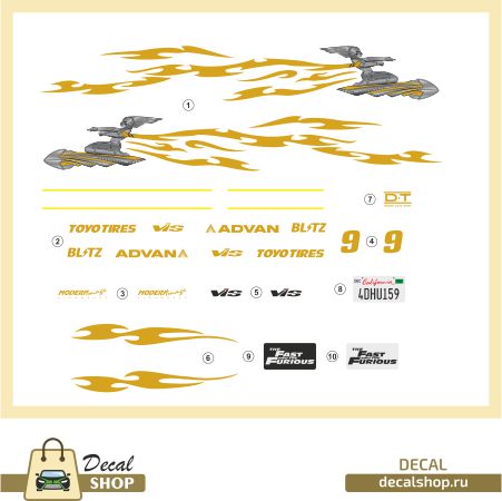 DecalShop 1/24 ニッサン シルビア S14 ワイスピ レティ・オルティス ドレスアップデカール　DSD9-2