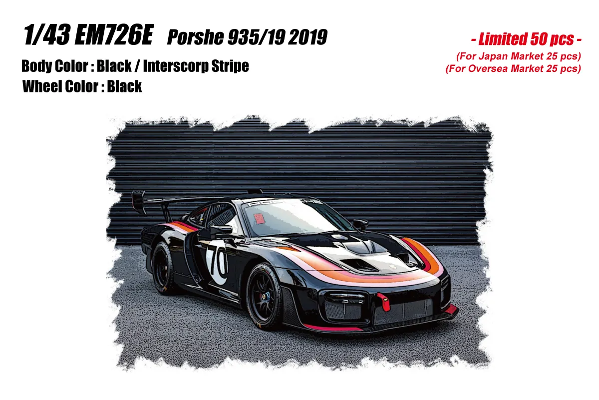 [予約] アイドロン 1/43 ポルシェ 935/19 2019 ブラック / インタースコープストライプ　EM726E