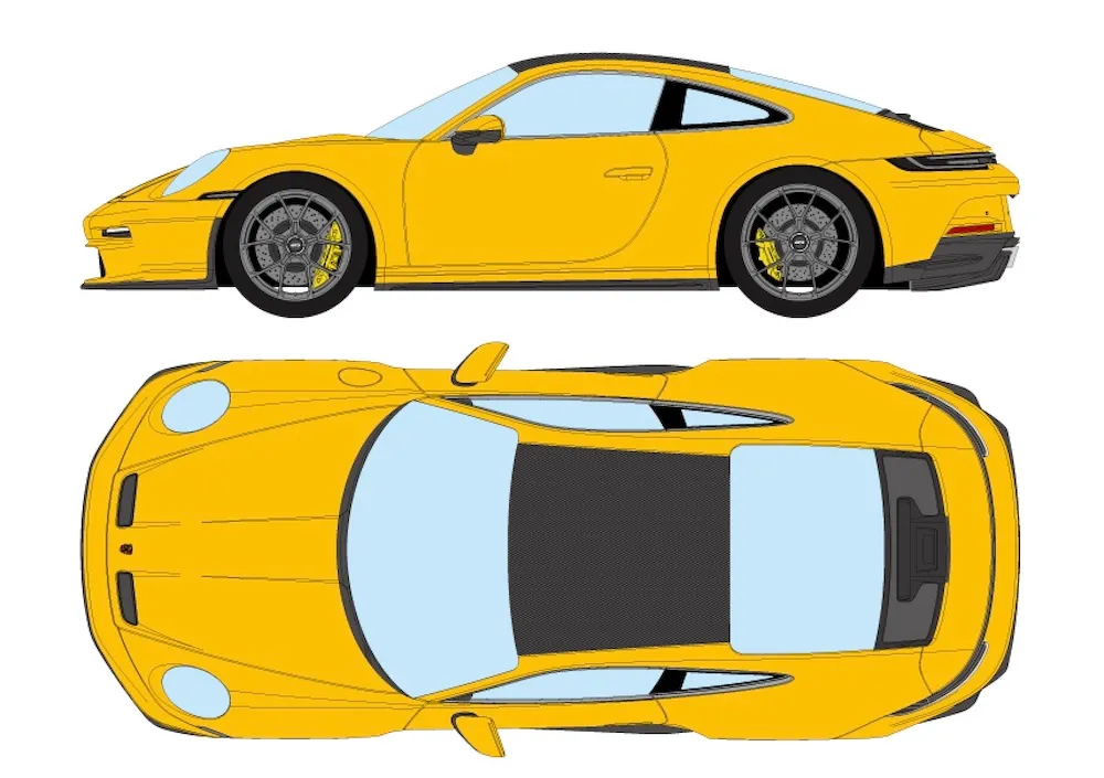 [予約] アイドロン 1/43 ポルシェ 911(992) GT3 ツーリングパッケージ シグナルイエロー (カーボンルーフ) (限定100台)　EM776D