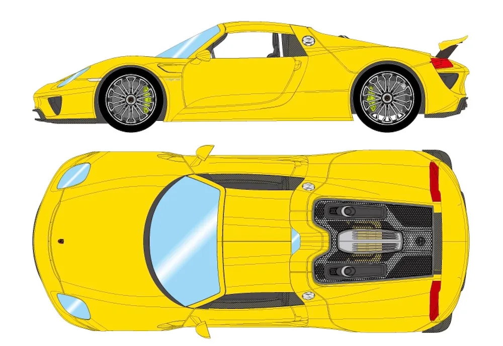 [予約] アイドロンコレクション 1/43 ポルシェ 918 スパイダー 2011 リアウィング アップ スピードイエロー (限定50台)　EM811C