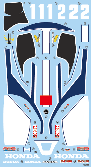 オートカラー 1/12 ホンダ RS1000 エンデュランス レーサー フルデカール エッチング付き (タミヤ対応)　FBM008