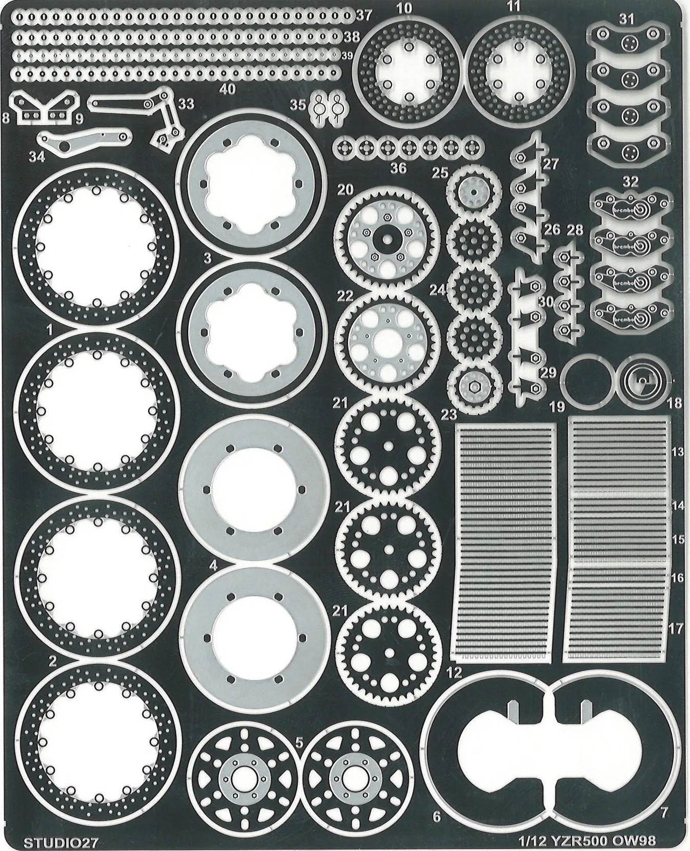studio27 YZR500 ディティールアップパーツ スタジオ27 1/12 ヤマハ YZR 500 ディティールアップパーツ ハセガワ