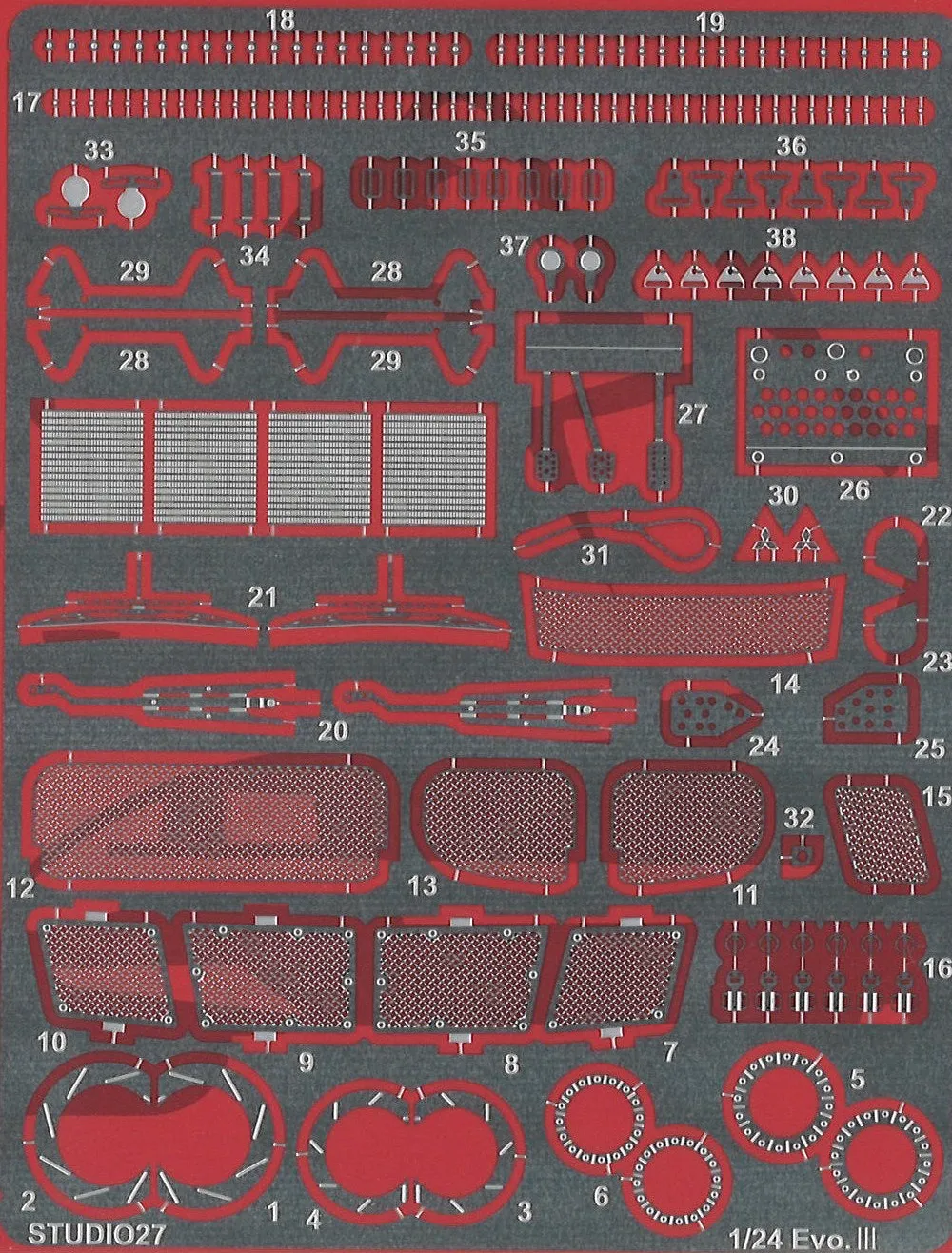 スタジオ27 1/24 ミツビシ ランサー Evo.3  ディティールアップパーツ ハセガワ対応　FP24210
